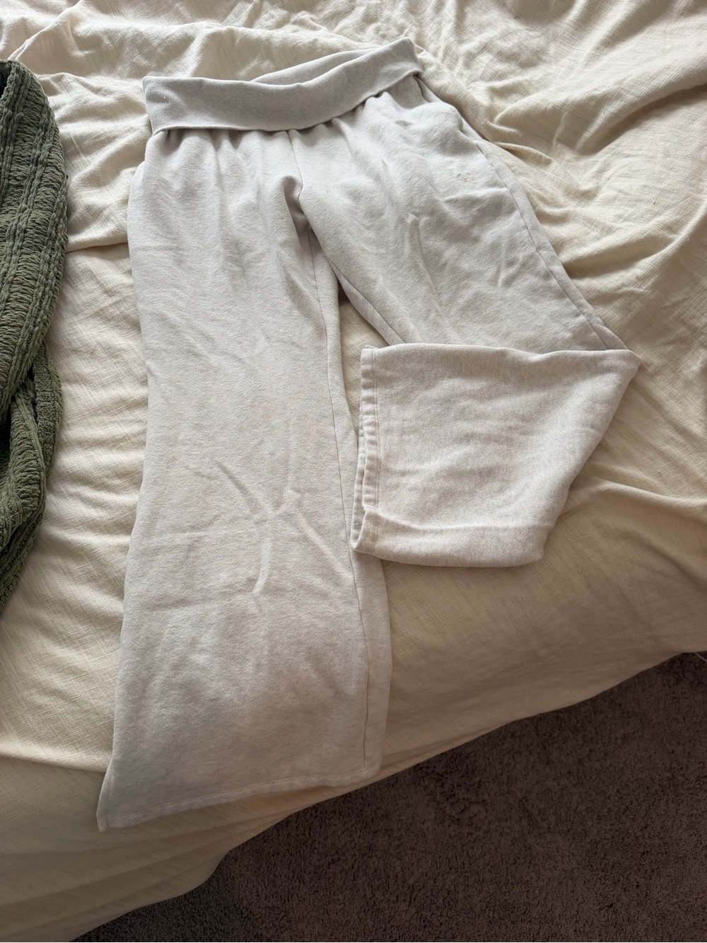VS PINK grey/cream flare fold over sweatpants